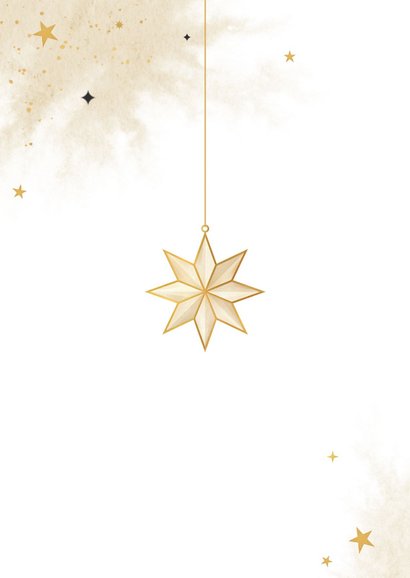 Zakelijke kerstkaart sterren goud stijlvol waterverf Achterkant