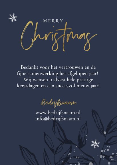 Zakelijke Kerstkaart Stijlvol Blauw Bladeren | Kaartje2go