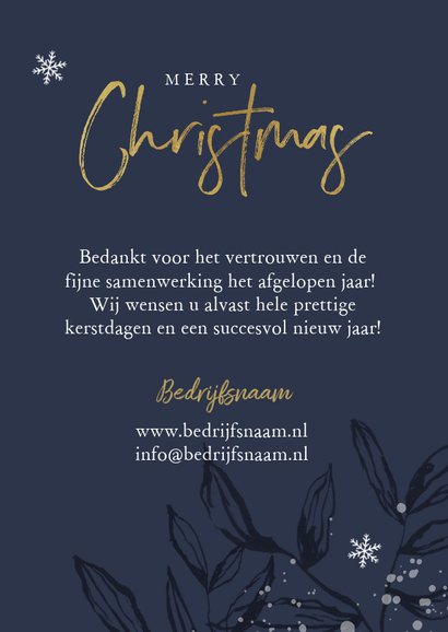 Zakelijke kerstkaart stijlvol blauw bladeren goud foto's 3