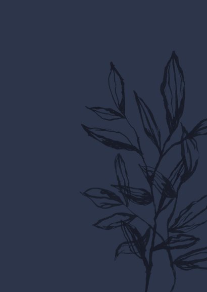 Zakelijke kerstkaart stijlvol blauw bladeren goud foto's Achterkant