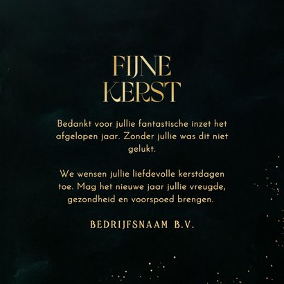 Zakelijke kerstkaart stijlvol goud fijne kerst spetters 3
