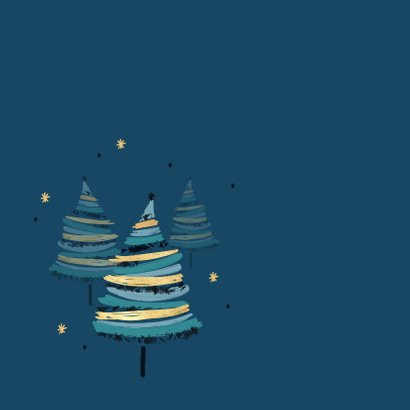 Zakelijke kerstkaart stijlvol kerstbomen beste wensen goud 2