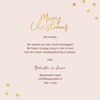 Zakelijke kerstkaart stijlvol modern kerstballen goud 3