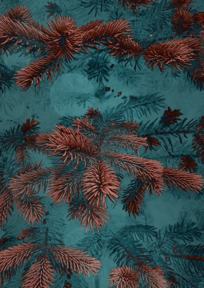 Zakelijke kerstkaart stijlvol winter dennen foto goud Achterkant