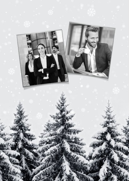 Zakelijke kerstkaart stijlvol winter landschap dennenbomen 2