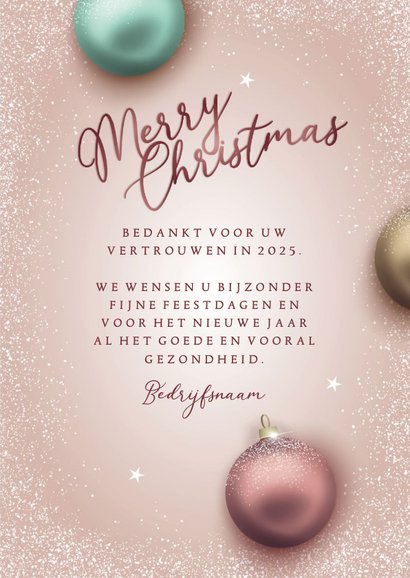 Zakelijke kerstkaart stijlvolle kerstballen  3