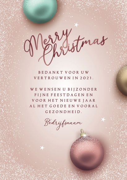 Zakelijke kerstkaart stijlvolle kerstballen 3