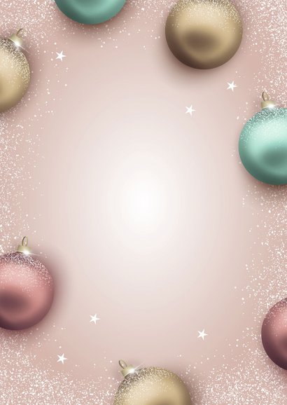 Zakelijke kerstkaart stijlvolle kerstballen Achterkant