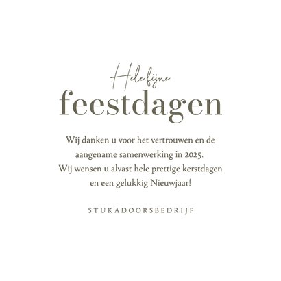 Zakelijke kerstkaart stukadoor schilder witte kerst grappig Achterkant