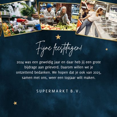 Zakelijke kerstkaart supermarkt medewerkers winkel sterren 3