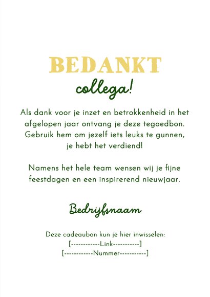 Zakelijke kerstkaart tegoedbon kabouter gnome bedankt 3