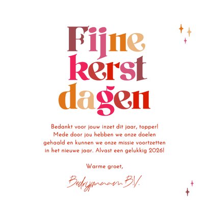 Zakelijke kerstkaart typografie kleurrijk bedankt sterren 3