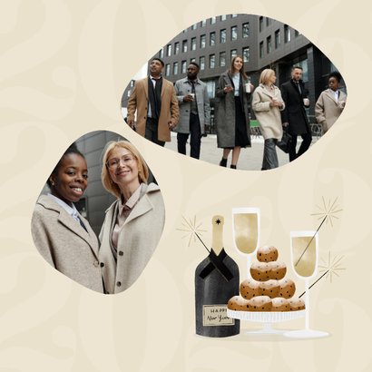 Zakelijke kerstkaart uitnodiging nieuwjaarsborrel champagne 2