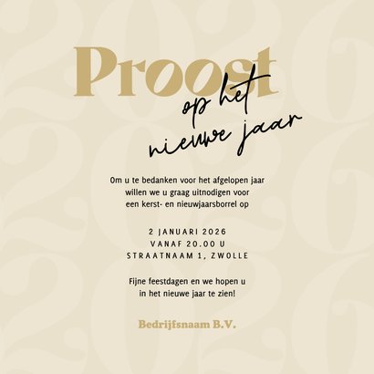 Zakelijke kerstkaart uitnodiging nieuwjaarsborrel champagne 3