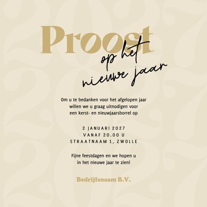 Zakelijke kerstkaart uitnodiging nieuwjaarsborrel champagne 3