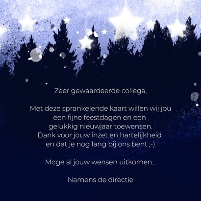 Zakelijke kerstkaart vallende sterren wens 3