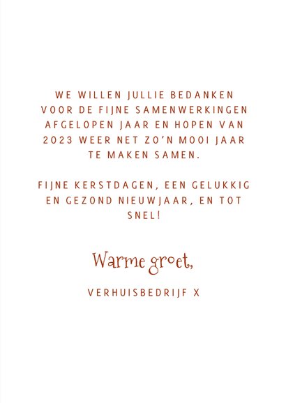 Zakelijke kerstkaart verhuisbedrijf met geladen verhuiswagen 3
