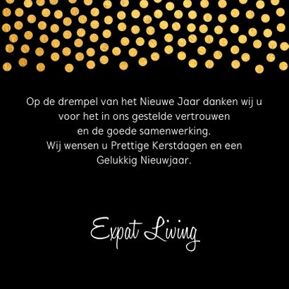 Zakelijke kerstkaart vierkant confetti goud 3