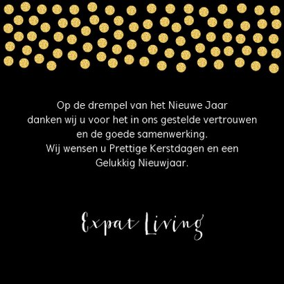 Zakelijke kerstkaart vierkant confetti goud 3