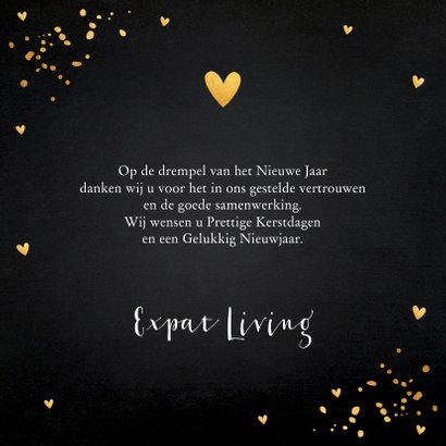 Zakelijke kerstkaart vierkant confetti goudlook 3