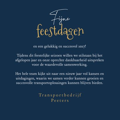 Zakelijke kerstkaart vrachtwagen transport foto's sterren 3
