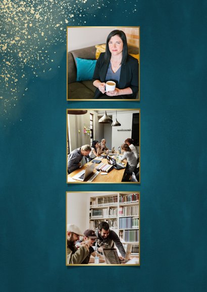 Zakelijke kerstkaart waterverf, gouden sneeuw & typografie 2