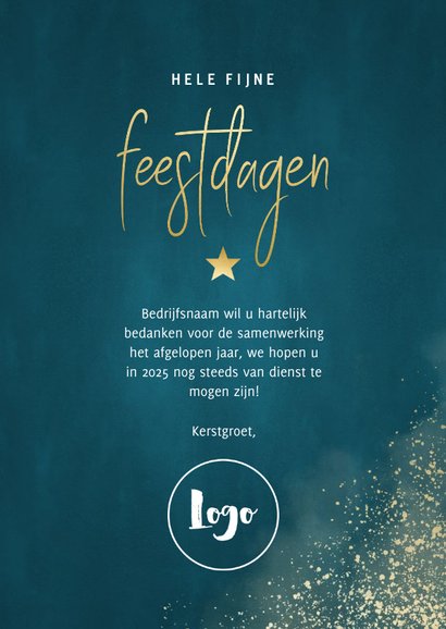 Zakelijke kerstkaart waterverf, gouden sneeuw & typografie 3