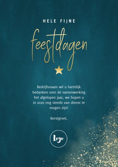Zakelijke kerstkaart waterverf, gouden sneeuw & typografie 3
