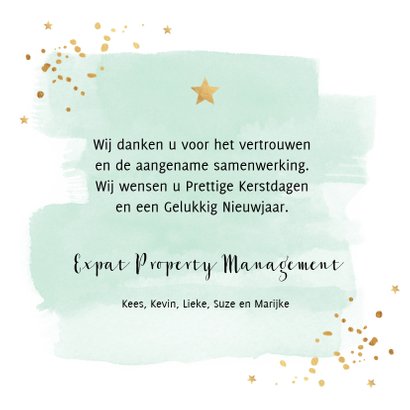 Zakelijke kerstkaart waterverf sterren goud 3
