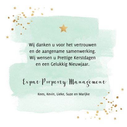 Zakelijke kerstkaart waterverf sterren goudlook 3