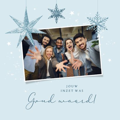 Zakelijke kerstkaart winter sneeuwsterren sneeuw bedankt 2