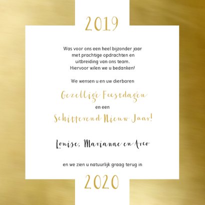 Zakelijke kerstkaart wit kader goud eigen foto 2020 3
