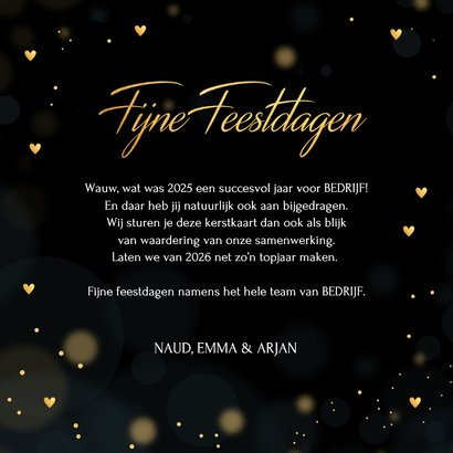 Zakelijke kerstkaart zwart Fijne Feestdagen goudlook 3