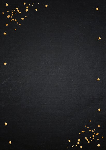Zakelijke kerstkaart zwart foto goudlook confetti Achterkant