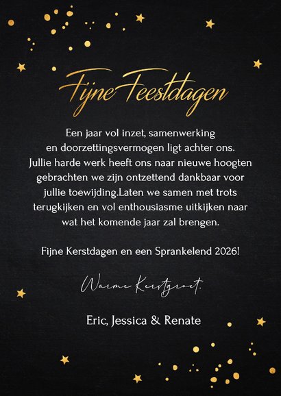 Zakelijke kerstkaart zwart foto goudlook jaartal 2026 3