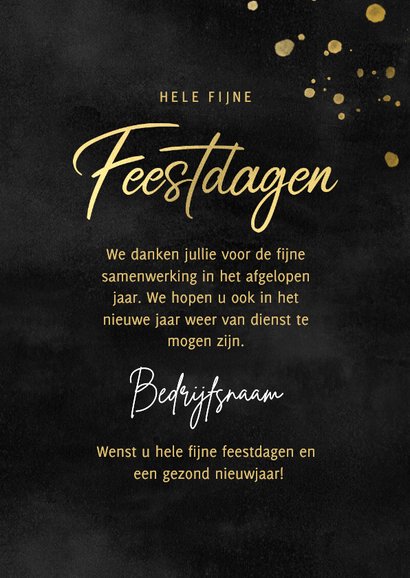 Zakelijke kerstkaart zwarte waterverf, gouden tekst & foto's 3