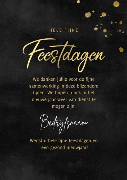 Zakelijke kerstkaart zwarte waterverf, gouden tekst & foto's 3