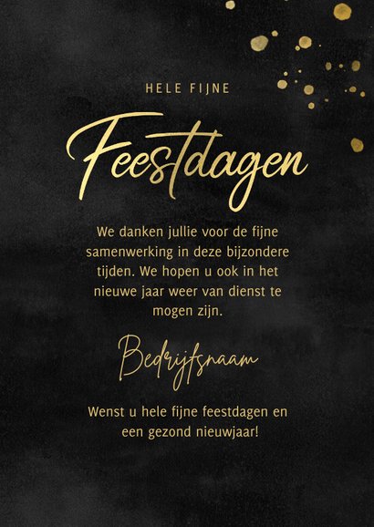 Zakelijke kerstkaart zwarte waterverf, gouden tekst & foto's 3
