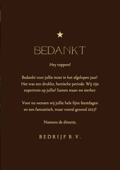 Zakelijke nieuwjaarkaart grote foto bedankt transparant 3