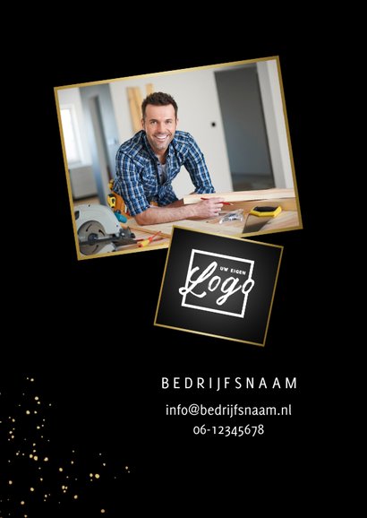 Zakelijke Nieuwjaarskaart 2021 goud cijfers spetters foto 2