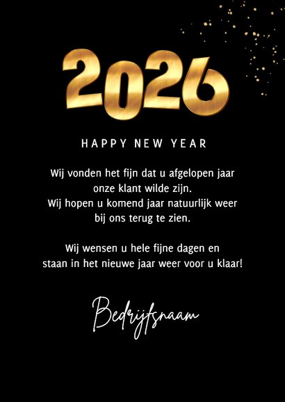 Zakelijke Nieuwjaarskaart 2026 goud cijfers spetters foto 3