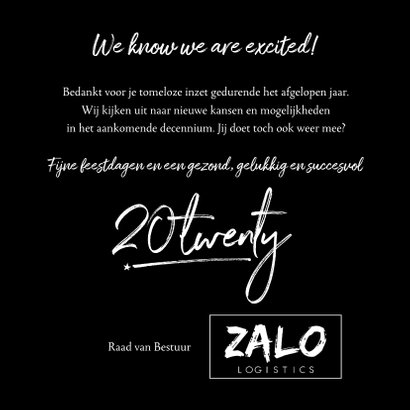 Zakelijke nieuwjaarskaart a whole new decade 20twenty 3