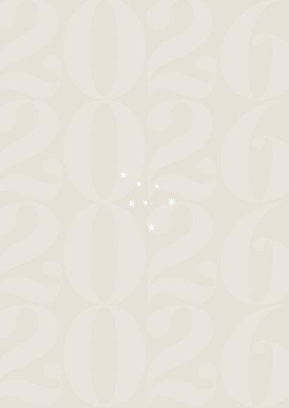Zakelijke nieuwjaarskaart beige linnenlook logo en jaartal Achterkant