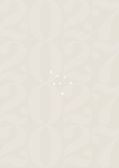 Zakelijke nieuwjaarskaart beige linnenlook logo en jaartal Achterkant