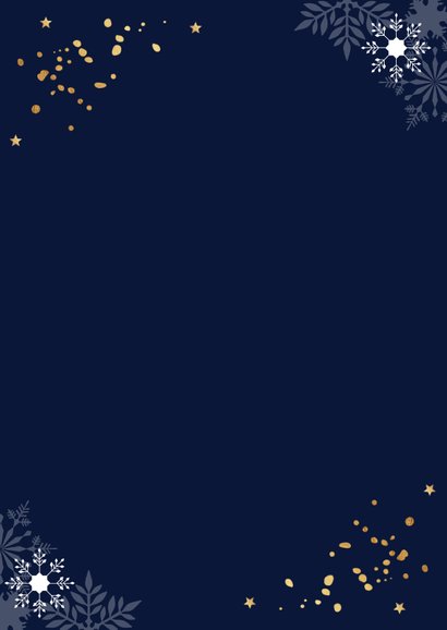 Zakelijke nieuwjaarskaart donkerblauw sneeuwvlokken goud 2