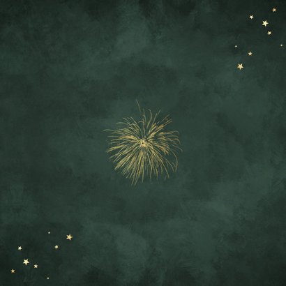 Zakelijke nieuwjaarskaart fotocollage vuurwerk sterren goud Achterkant