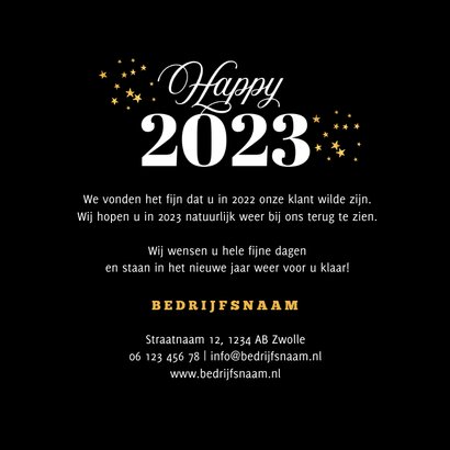 Zakelijke nieuwjaarskaart goud glitter vuurwerk 2023 3