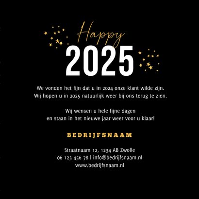 Zakelijke nieuwjaarskaart goud glitter vuurwerk 2025 3