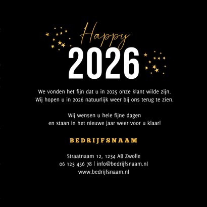 Zakelijke nieuwjaarskaart goud glitter vuurwerk 2027 3