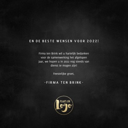 Zakelijke nieuwjaarskaart gouden 2022, spetters en logo 3